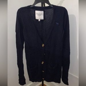dark navy blue cardigan from Abercrombie and Fitch